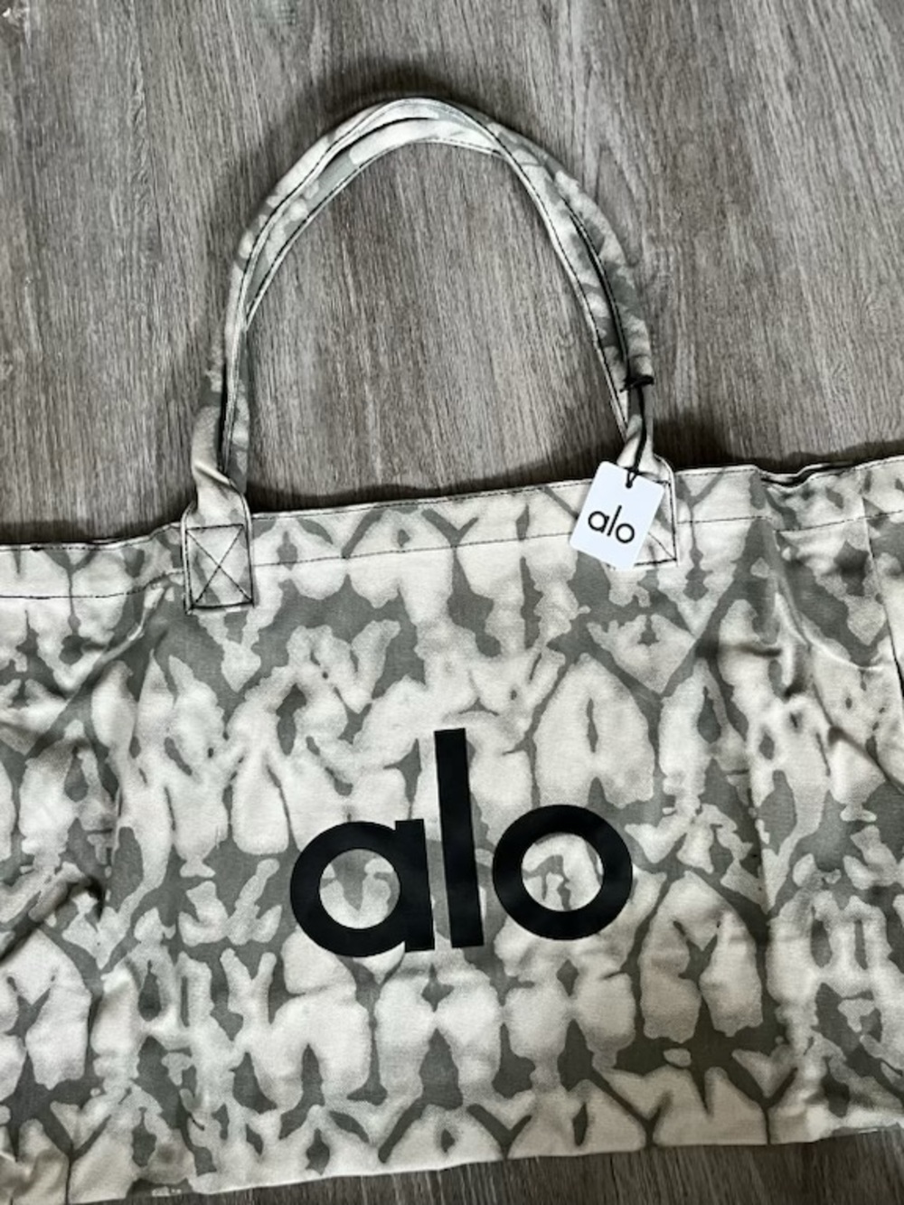 ALO Yoga Neutral Tie-Dye Canvas Tote in Beige and Gray